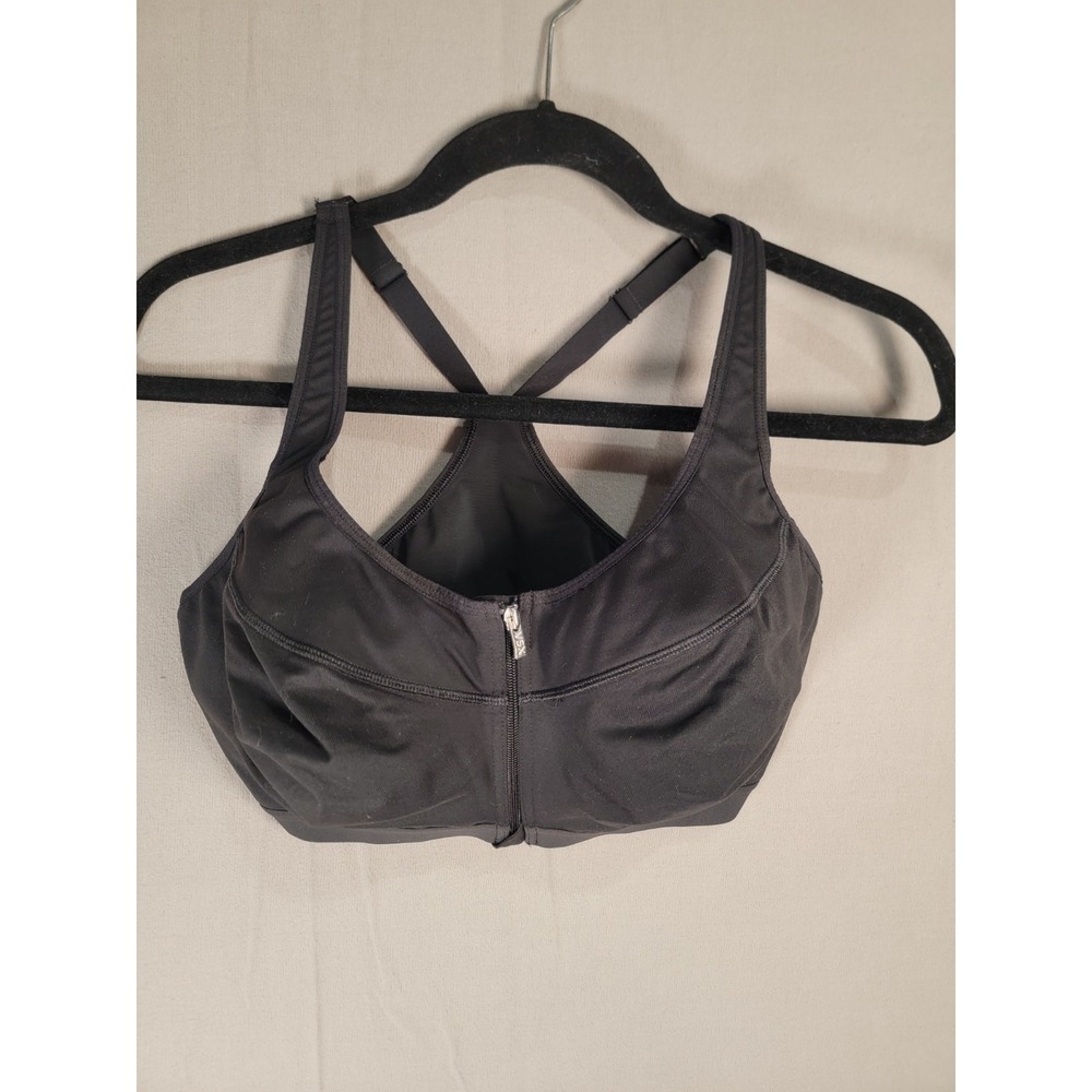 Victorias Secret VSX Sport Bra 38DD Black Front Zip High Impact Racerback Bounce